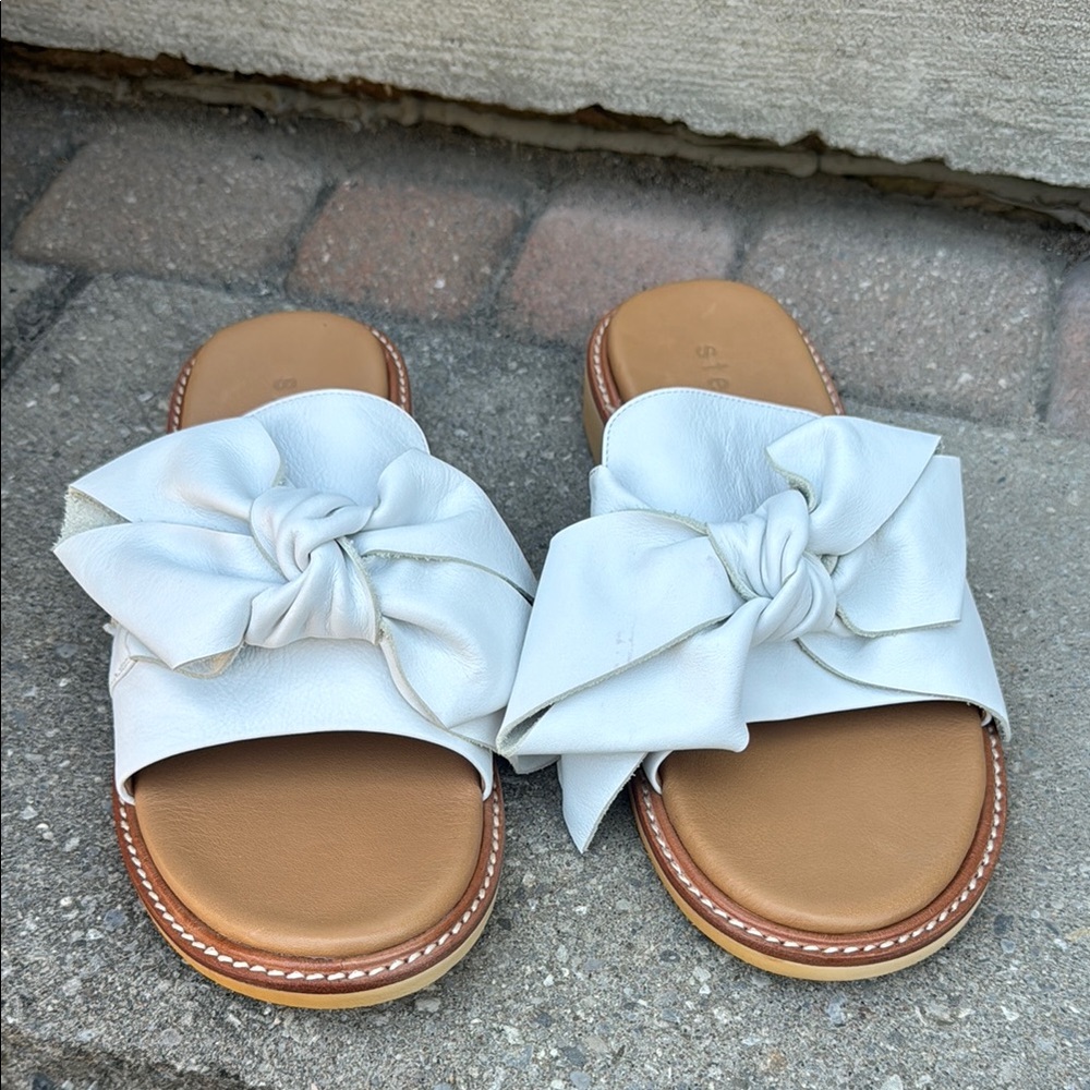 NEW🌟 Steventai White Bow Sliders Sandals